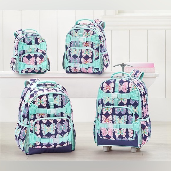 Pottery Barn Kids Handbags - POTTERY BARN KIDS Mackenzie Butterfly Rolling Backpack and Lunchbox Set.